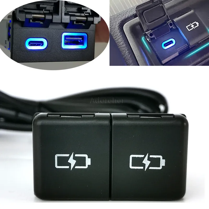 Auto Dual Ladegerät Für Toyota Camry Avalon Highlander Levin RAV4 QC 3,0 USB Typ-C PD Power Telefon Ladegerät adapter Buchse