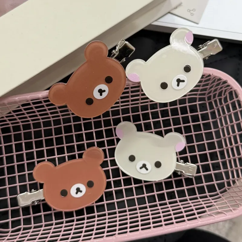 Rilakkuma Korilakkuma Haarspangen, Anime-Bärenkopf, niedliche Haarnadeln und Clips, Kopfbedeckung, Kawaii-Haarschmuck für Frauen und Mädchen