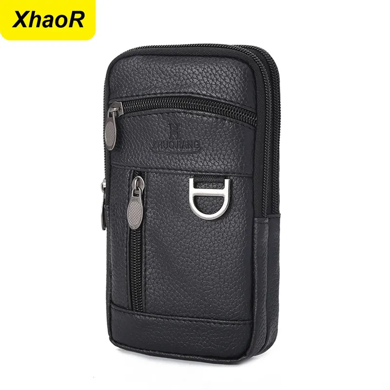 Männer Taille Tasche Handy Tasche Outdoor PU Leder Tragbare Gürtel Sport Wasserdichte Kleine Hängende Tasche Business Freizeit Geldbörse