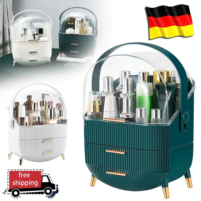 Desktop Make-Up Organizer Transparent Schmuck Kosmetische Lagerung Box Staubdicht Große Kapazität Make-Up Container Schmuck Organizer