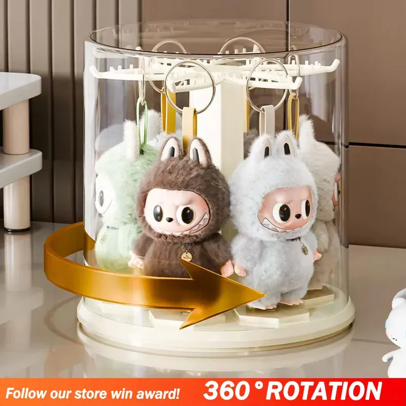 Popmart Clear Revolving Toy Storage Display Organizer – Rack für Sammelfiguren, Plüschtiere, Blindboxen, Schlüsselanhänger