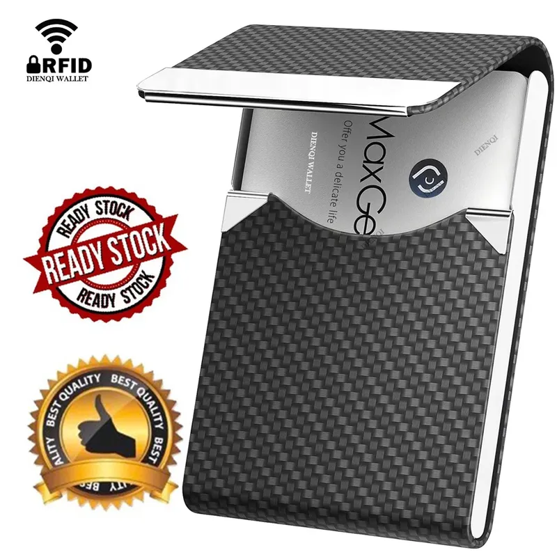 RFID Business Kreditkarteninhaber Luxus Leder Herren Geldbörsen Metall Bankkarteninhaber Aufbewahrung Besuch Geldbörsen Minimalistische Geldbörse