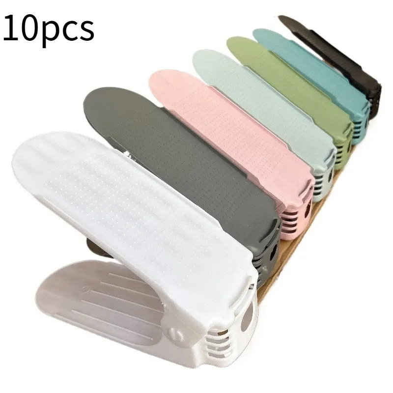10 Stücke 4 Gänge Einstellbare Schuh Stapler Schuh Slots Organizer Schuh Slots Platzsparende Saver Haushalt Langlebig Doppel Deck Schuhregal