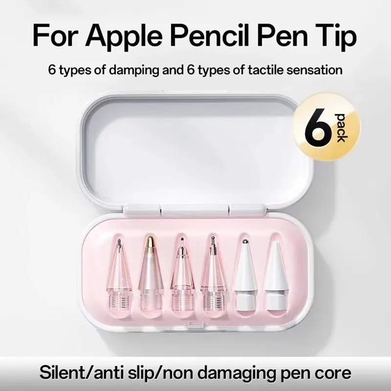 6 Teile/satz Ersatz Tipps Für Apple Bleistift 1st 2nd Generation Klare Ersatz Spitzen Stylus Glattes Schreiben Stumm Spitze Für iPencil 1 2