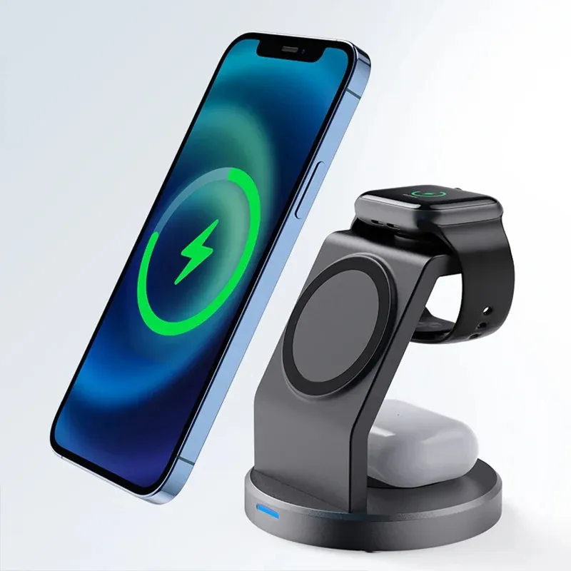 3-in-1 kabelloser Ladeständer, Handyhalter für iPhone 16 15 14 13 Pro Max iWatch AirPods Schnellladestation