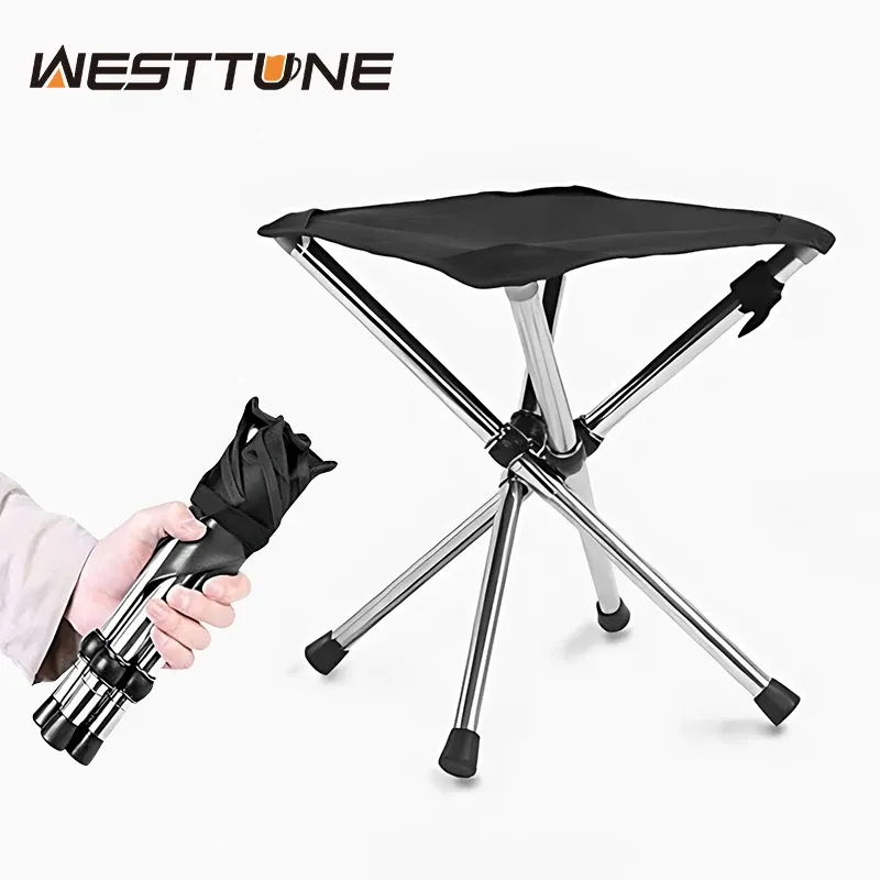 WESTTUNE Tragbarer Klapphocker, leichter Strandhocker aus Edelstahl, Angelstühle für Reisen, Camping, Picknick, Grillen