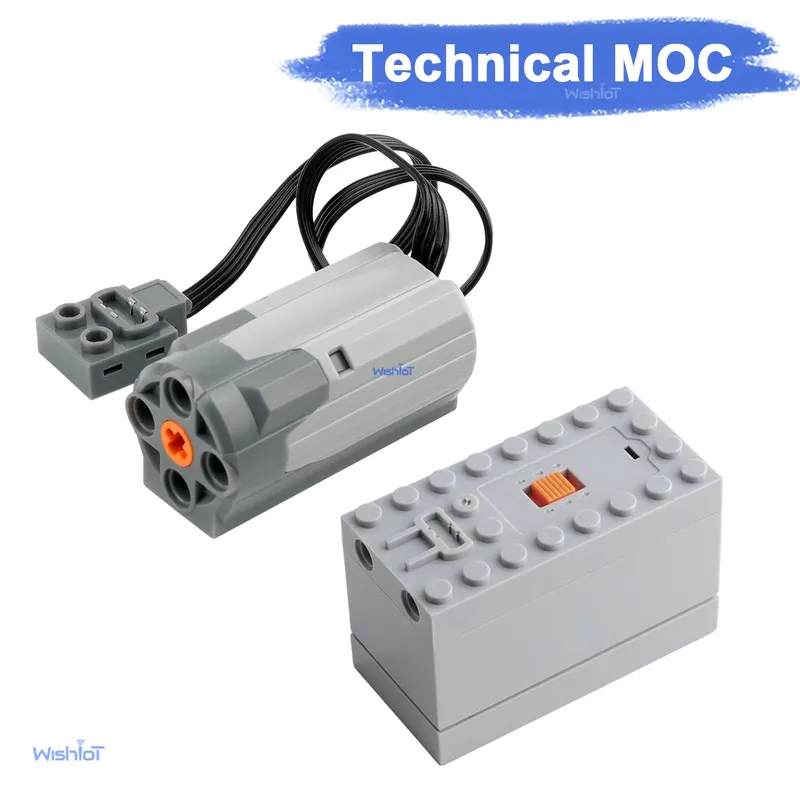 MOC Power Functions Train Car Kit mit AAA-Batteriekasten und M-Motor fĂŒr technisch kompatible Bausteine, DIY-Projekte