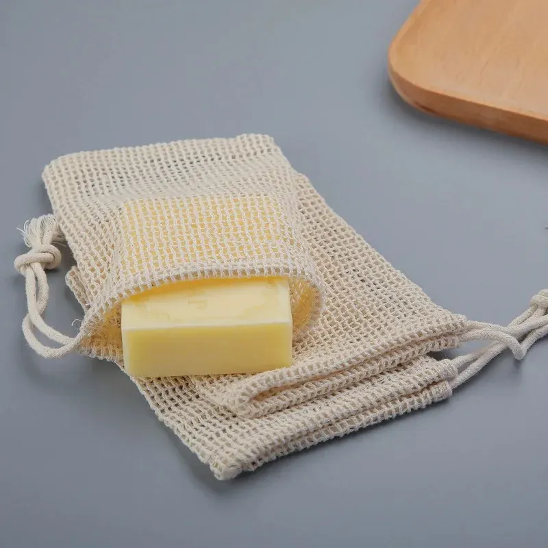 Umweltfreundlicher Handgefertigter Natürlicher Baumwoll-Seifensäckchen Netz-Seifenbeutel für Körperreinigung und Hautpflege