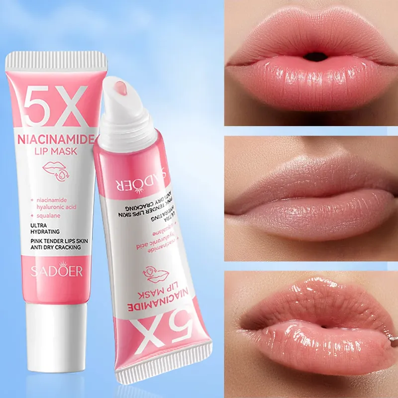 5X Niacinamid Plumping Lip Mask – Intensive Feuchtigkeitsversorgung und Anti-Trockenheit für weiche, rosa Lippen |   Pflege Rissige Lippen O Maga 10g/Stück