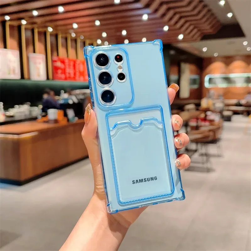 Für Samsung Galaxy S26 Plus Ultra Hülle Samsung S22 S21 S23 FE S24 S25 S26 Plus S21 Ultra Kartenhalter Brieftasche Transparente TPU Schutzhülle