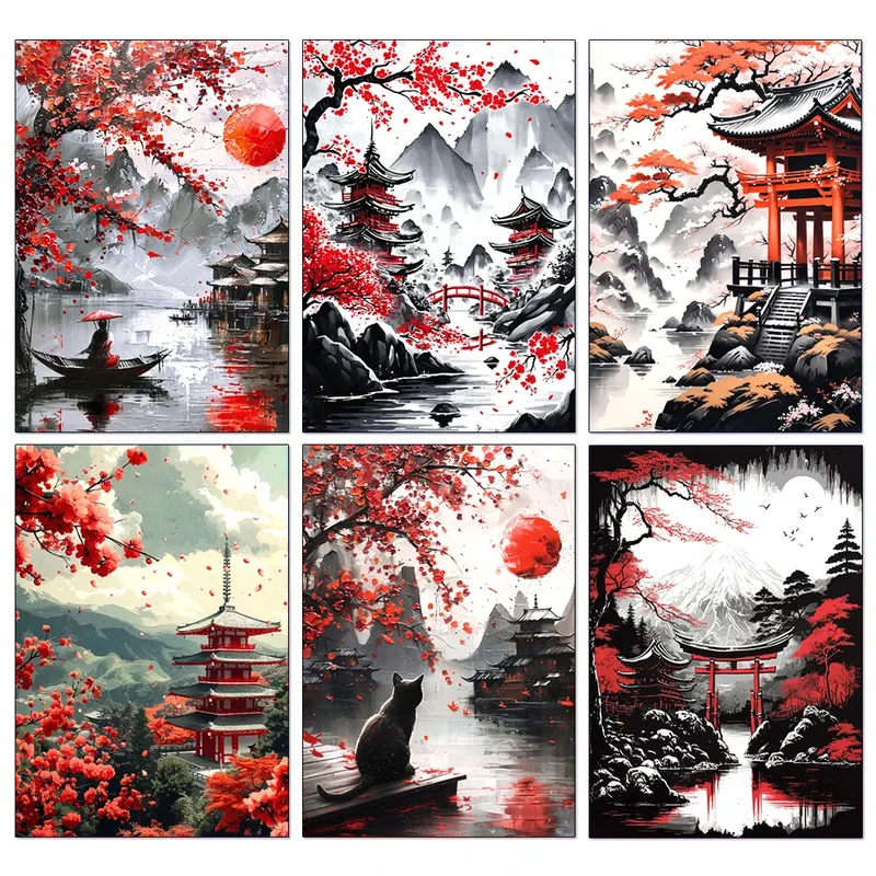 DIY Diamant Malerei japanische natürliche Landschaft voller Diamant Mosaik Strass Stickerei Sakura Kunst Kreuzstich Home Decor