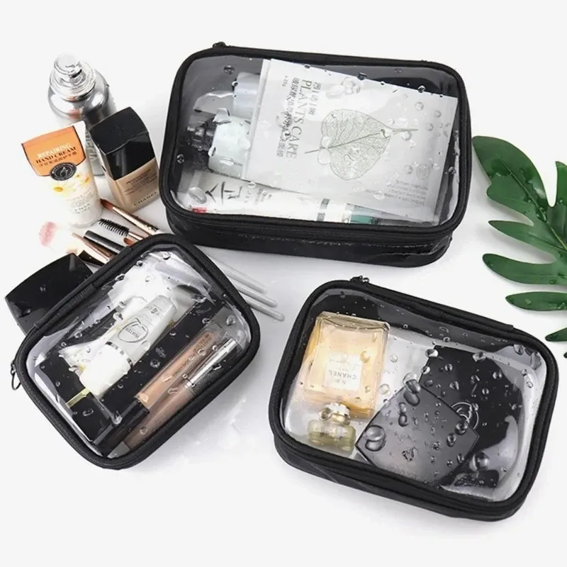 Durchsichtige Make-up-Tasche für Damen, wasserdichte Kulturtasche, Handgepäck-Make-up-Tasche, Toilettenartikel-Organizer-Tasche, Reise-Make-up-Set-Taschen aus PVC