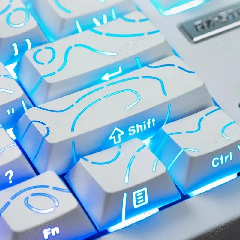 Contour 4.0 seitlich gravierte Tastenkappe, PBT, durchscheinend, 97-Tasten, mechanische Gaming-Tastatur, Tastenkappe, weiß, für Magnetschalter