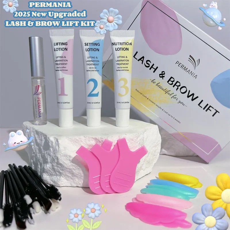 PERMANIA Neues Wimpernlift-Set, Augenbrauen-Laminierungsset, einfach aufzutragen, für vollere, dickere, sofortige Lifting- und Curling-Wimpernlifting-Werkzeug