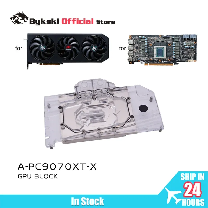 Bykski A-PC9070XT-X GPU-Wasserblock, Verwendung für PowerColor Radeon RX 9070 XT Reaper/Hallohund-Grafikkarte/Kupfer-Kühlkörper
