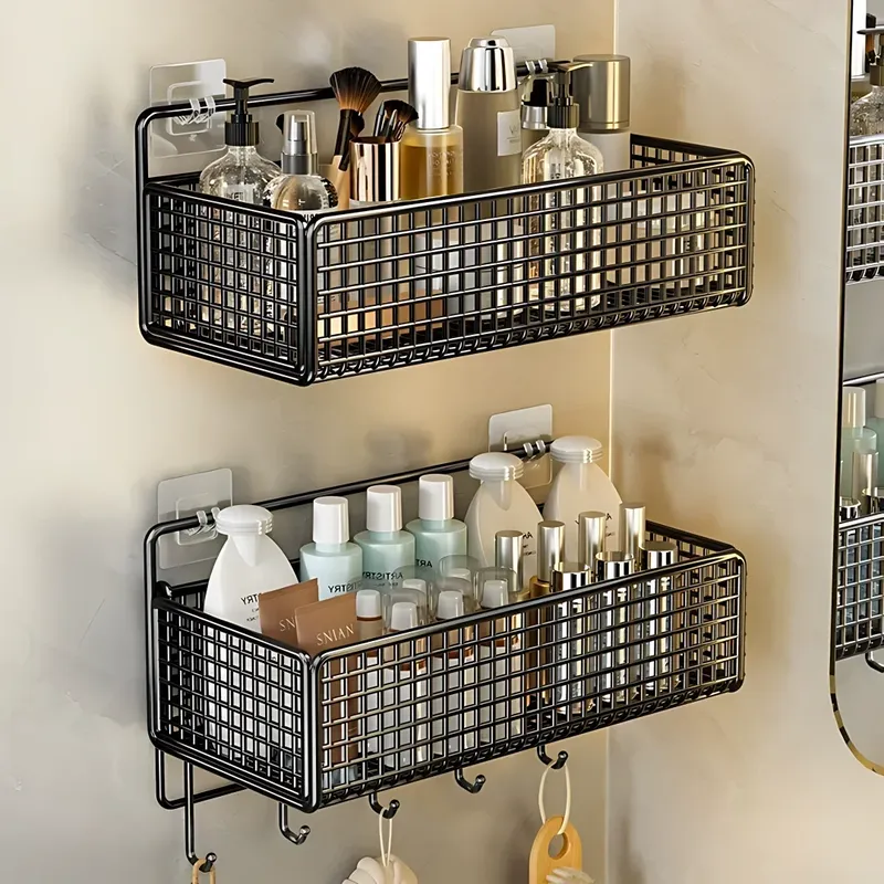 Badezimmer-Organizer, multifunktionaler Toilettenartikel-Organizer, No-Punch, Badezimmer-Regal, Badezimmer, Küche, Wandmontage, Lagerregal