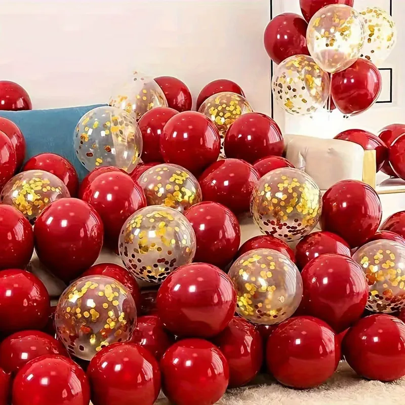 50 teile/paket Rot Gold Ballon Bogen Girlande Kit Gold Pailletten Ballons Engagement Valentines Braut Dusche Hochzeit Geburtstag Party Dezember