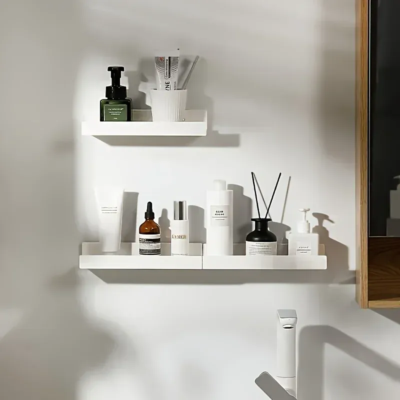 Badezimmerregal, Make-up-Aufbewahrung, Organizer, selbstklebende Regale ohne Bohren, Wand-Shampoo-Regal, Duschregal