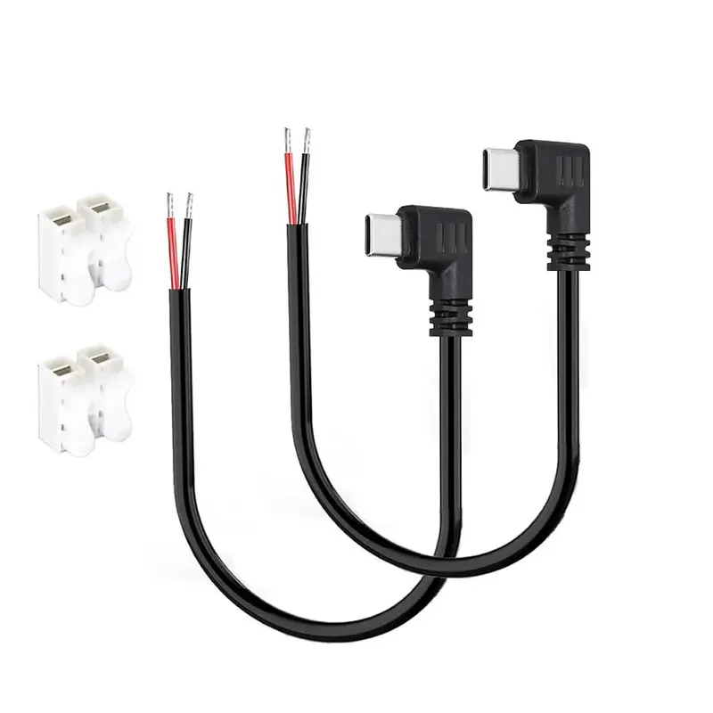USB C auf 2-poliges Netzkabel mit offenem Ende, 90-Grad-USB-Typ-C-Stecker, 2-poliges Pigtail-Kabel, für 5 V USB Typ C DIY-Kabel