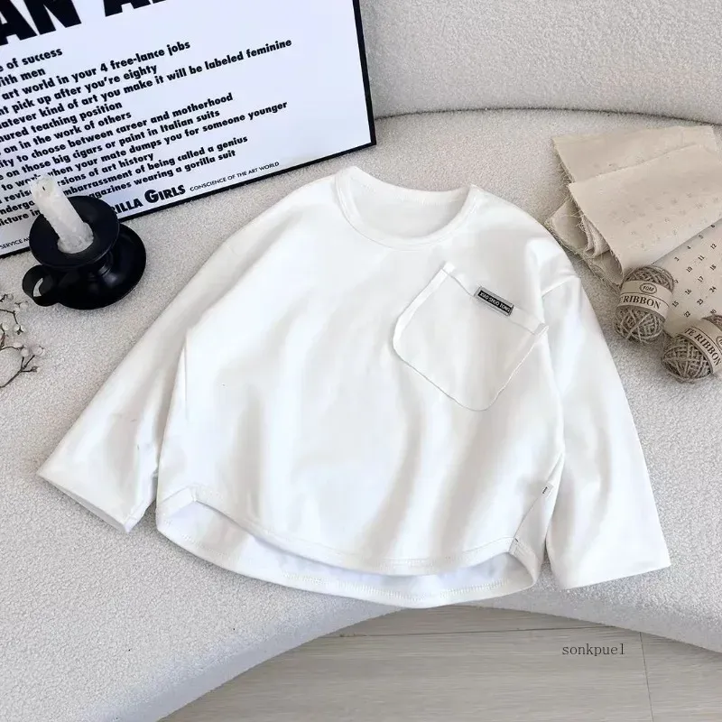 Kinder Langarm Basis Shirt Jungen Mädchen Kinder Top Herbst Junge Mädchen Baby Oansatz Feste Bodenbildung Shirt Sweatshirt