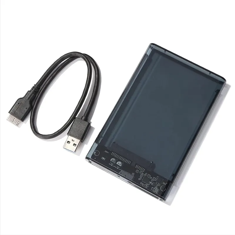 Transparentes HDD-Gehäuse, HDD-Gehäuse, 2,5 Zoll SSD, SATA auf USB 3.0 Typ-C 3.1-Adapter, tragbare externe Festplattenbox, ohne Werkzeug