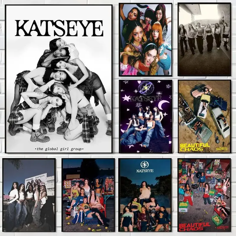 Beliebte Kpop Band K-Katseye gute Qualität Drucke und Poster Vintage Zimmer Home Bar Cafe Dekor ästhetische Kunst Wandmalerei