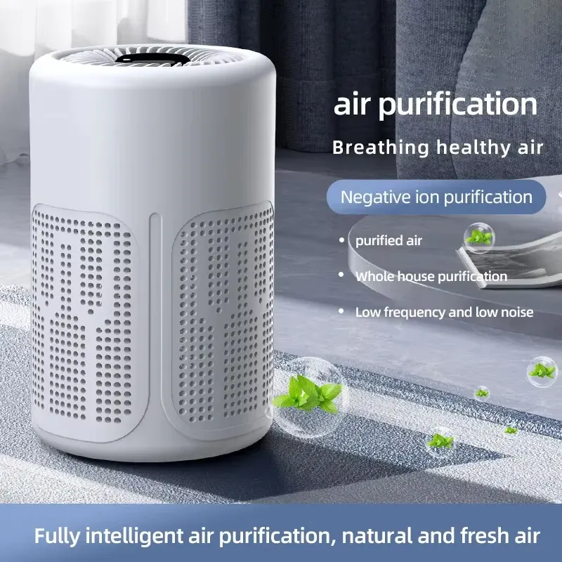Mini-Desktop-Luftreiniger mit HEPA-Filter und Negativ-Ionen-Technologie beseitigt Formaldehydgerüche, Rauch und Staubpartikel