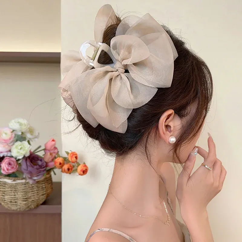 Neue Mesh Bogen Grip Clip Weibliche Pferdeschwanz Geflecht Haar Klaue Clip Elegante Mädchen Haar Clip Haar Zubehör Geschenk Kopfschmuck