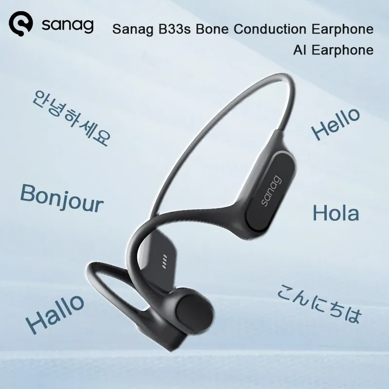 Sanag B33S AI Kopfhörer Knochenleitung Bluetooth Kopfhörer 32 GB Speicher IPX8 Schwimmen Kopfhörer Flash-verkauf Drahtlose Headset MP3