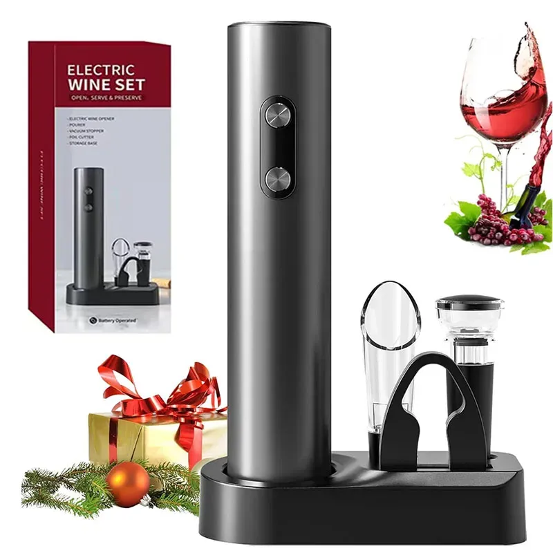 Automatisches Weinöffner-Set, wiederverwendbarer elektrischer Weinflaschenöffner, batteriebetriebener Weinkorkenzieher-Entferner für Zuhause, Küche, Party