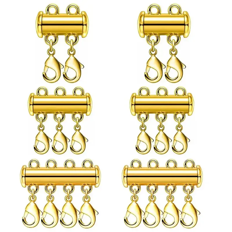 2 Stück mehrsträngige Halskettenschicht, Karabinerschnalle, Schiebemagnet, Rohrverbinder, Schloss für DIY-Halskette, Armband, Schmuckherstellung