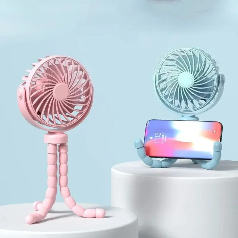 1 PCS Multifunktionaler Kinderwagen-Handheld-Mini-Ventilator, tragbarer USB-Lade-Oktopus-Ständer, variables Styling im Freien, faltbarer Ventilator