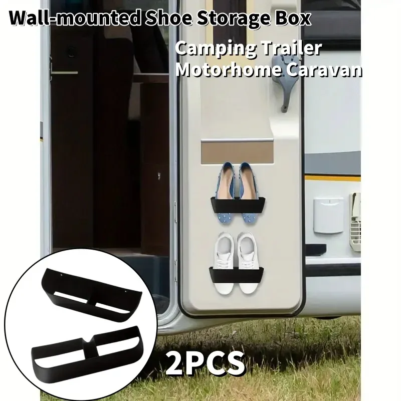2PCS Caravan Wand Schuhe Rack Mit Klebrigen Hängen Streifen Kunststoff Schuhe Halter Lagerung Organizer Camping RV Zubehör