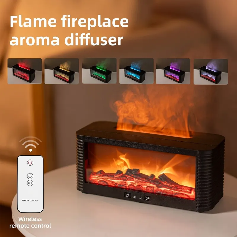 250 ml Flammenkamin-Aroma-Luftbefeuchter, bunter Licht-Aromatherapie-Diffusor für ätherische Öle mit zeitgesteuerter automatischer Abschaltung für das Schlafzimmer zu Hause