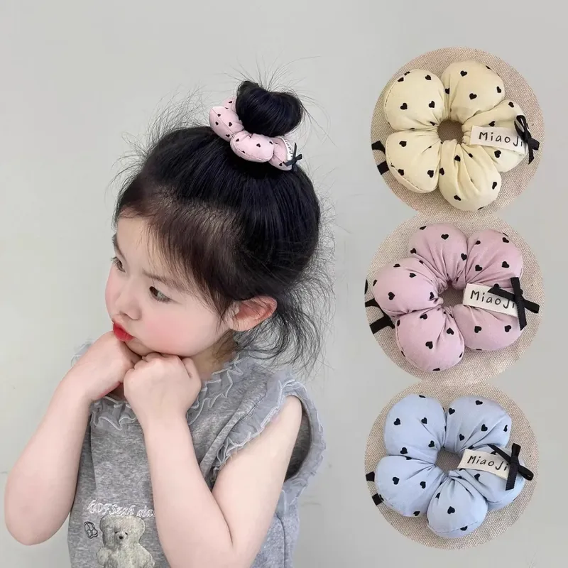 1 Stück süße, blumenförmige Haargummis für Kinder, herzbedruckte elastische Haargummis, süßer Haarschmuck für Mädchen