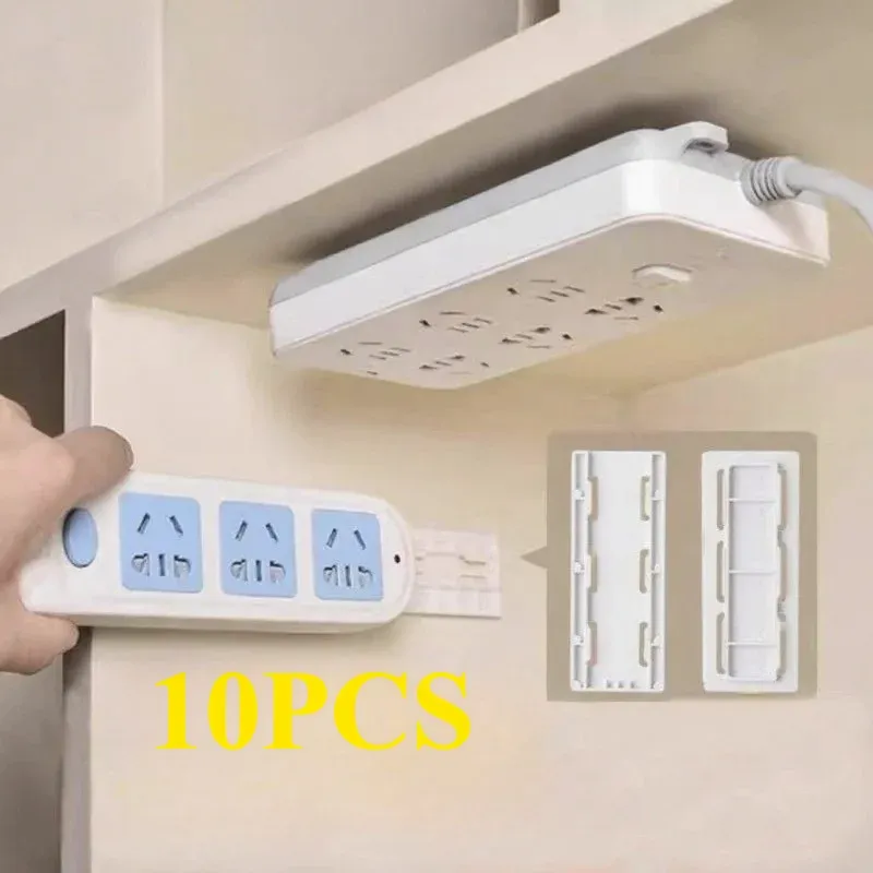 Selbstklebender, an der Wand montierter Steckdosenleisten-Organizer, abnehmbarer Desktop-Steckdosen-Fixierer, zum Aufhängen, Plug-in-Kabelhalter, Wandregal