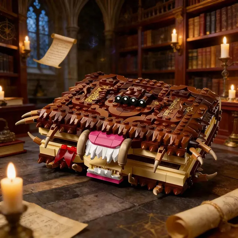 519-teiliges Chomping Monster Book of Monsters Überraschungsbox-Baustein-Modell DIY 76449 Kreatives Puzzle-Montagespielzeug Halloween-Geschenke