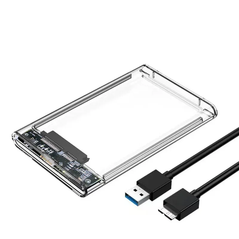 2,5-Zoll SATA SSD Festplattengehäuse USB3.0 HDD-Gehäuse Transparentes Design Übertragungsgeschwindigkeit Mobiles Externes Gehäuse
