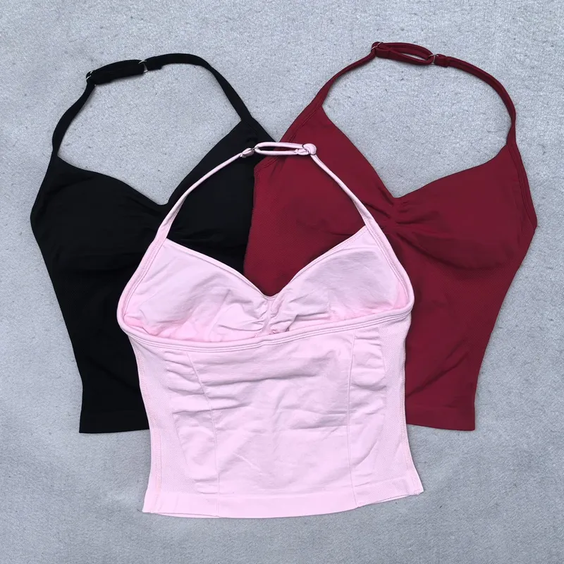 Verstellbares Sport-Top mit Trägern für Damen, Gym-Top mit freiliegendem Rücken. Eingebauter Verschluss, Yoga-Bekleidung