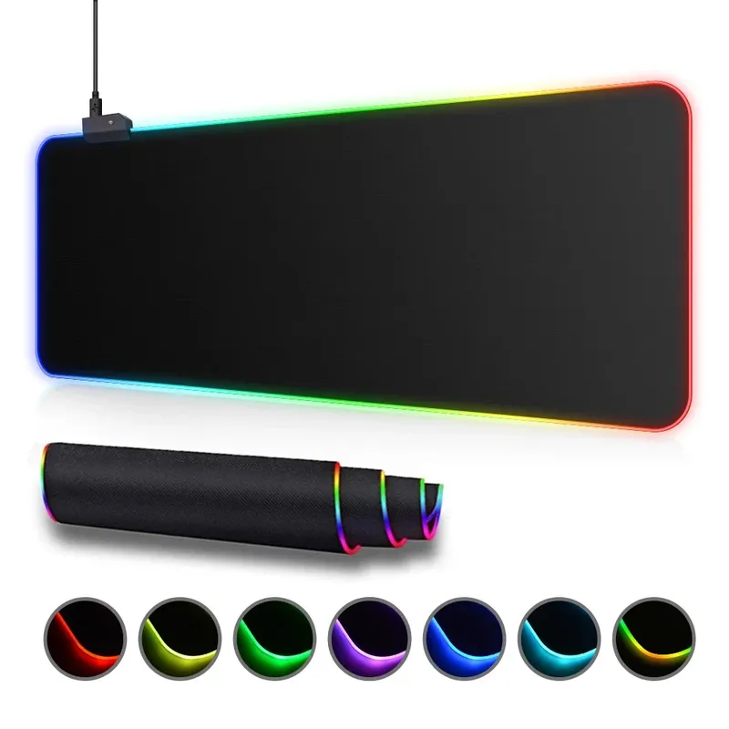 RGB-LED-Licht-Mauspad, wasserdicht, großes Gaming-Mauspad, Gamer-Mausteppich, große Mause, Tastatur-Pad, PC-Schreibtisch, Spielmatte mit Hintergrundbeleuchtung