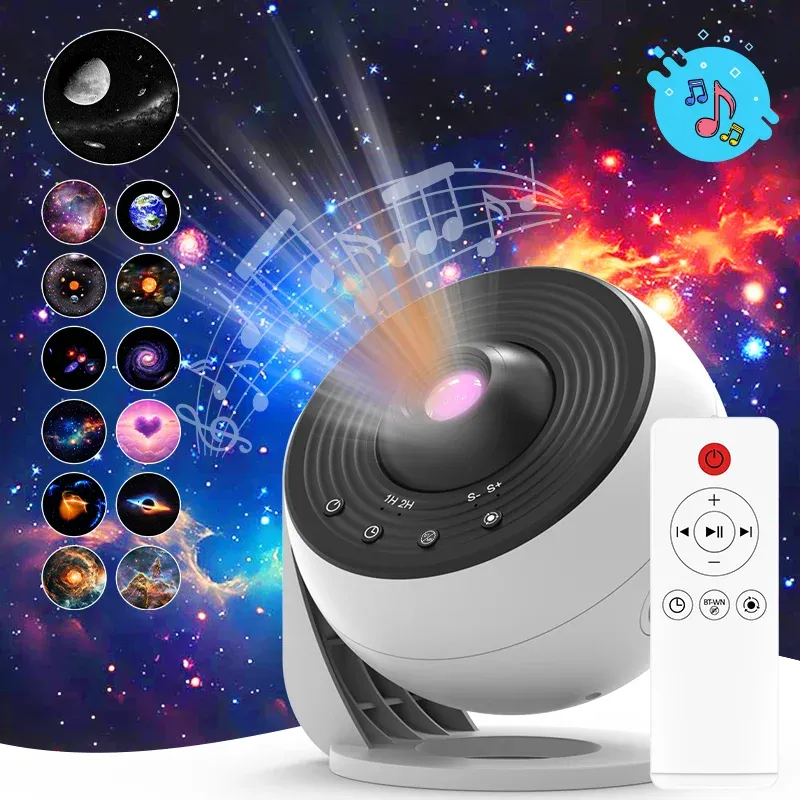 Sternprojektor Galaxy Nachtlicht HD Lmage Disc Verbesserter Planetariumsprojektor mit Fernbedienung Bluetooth-Funktion für Zimmer
