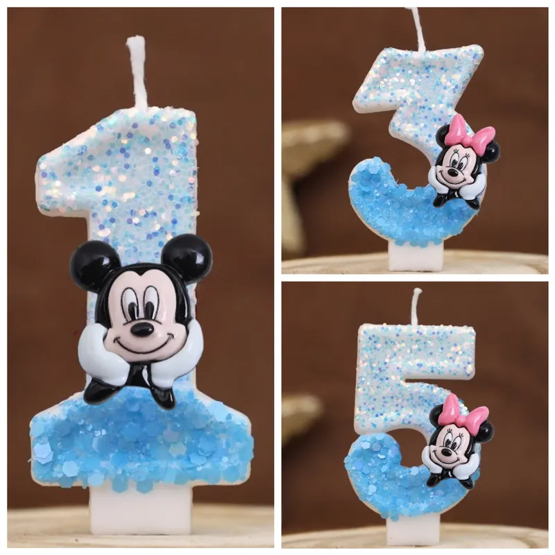 Heißer Alles Gute Zum Geburtstag Nummer 0-9 Kerzen Cartoon Mickey Minnie Maus Kerze Kuchen Cupcake Topper Party Dekoration Lieferungen DIY geschenke