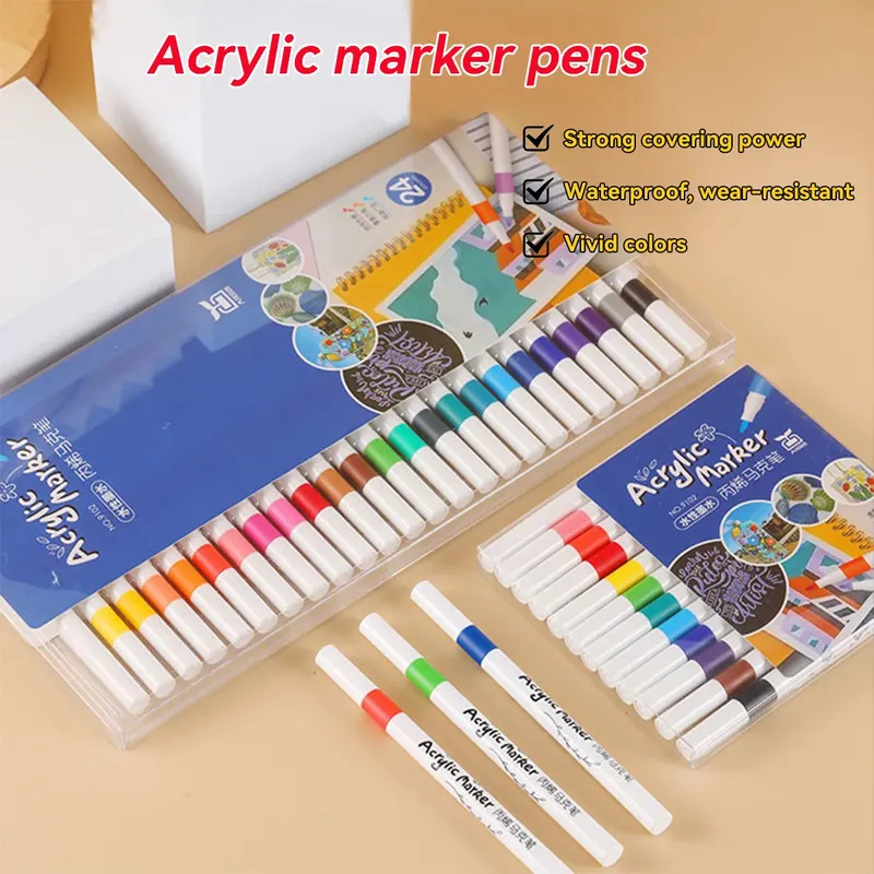 Acryl-Markierungsstift-Set/12–60 Farben/Mehrzweck-Kunst-Aquarellstift/Schnelltrocknung/Studenten-Malstift/Schreibwarenbedarf