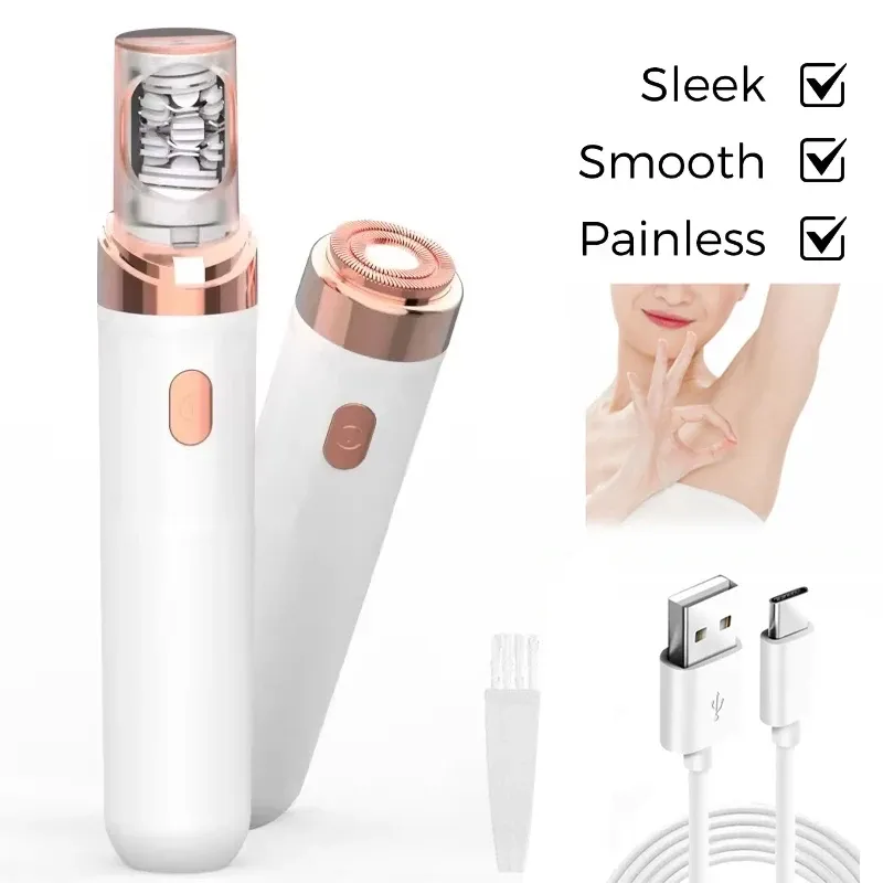 2-in-1-Elektro-Epilierer und Rasierer für Frauen, USB-Lade-Gesichtshaarentfernung, Präzisionstrimmer für Gesicht, Beine, Bikini, Arme