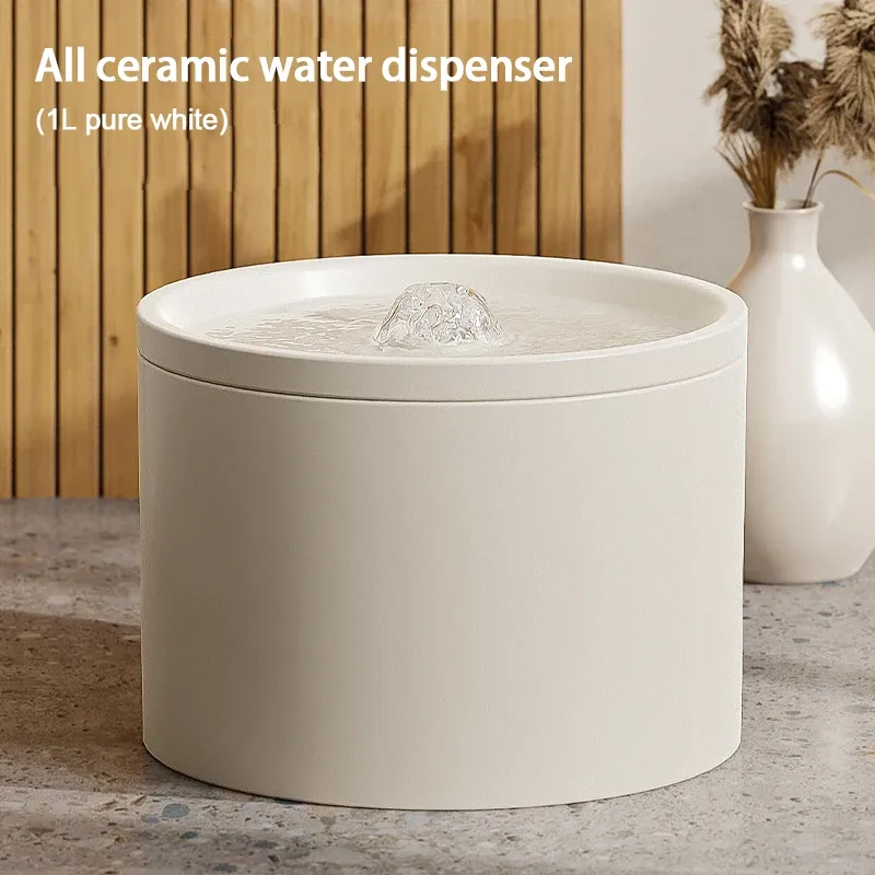 Ultra-leiser automatischer Wasserbrunnen-Filterspender für Haustiere und Katzen für fließende Hunde, geräuschlose Zirkulation, Filtration, Keramik-Wasserspender
