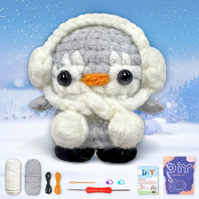1-teiliges YAMAXIN-Pinguin-Häkelset für Anfänger – DIY-Amigurumi-Bastelset mit Schritt-für-Schritt-Video-Tutorials