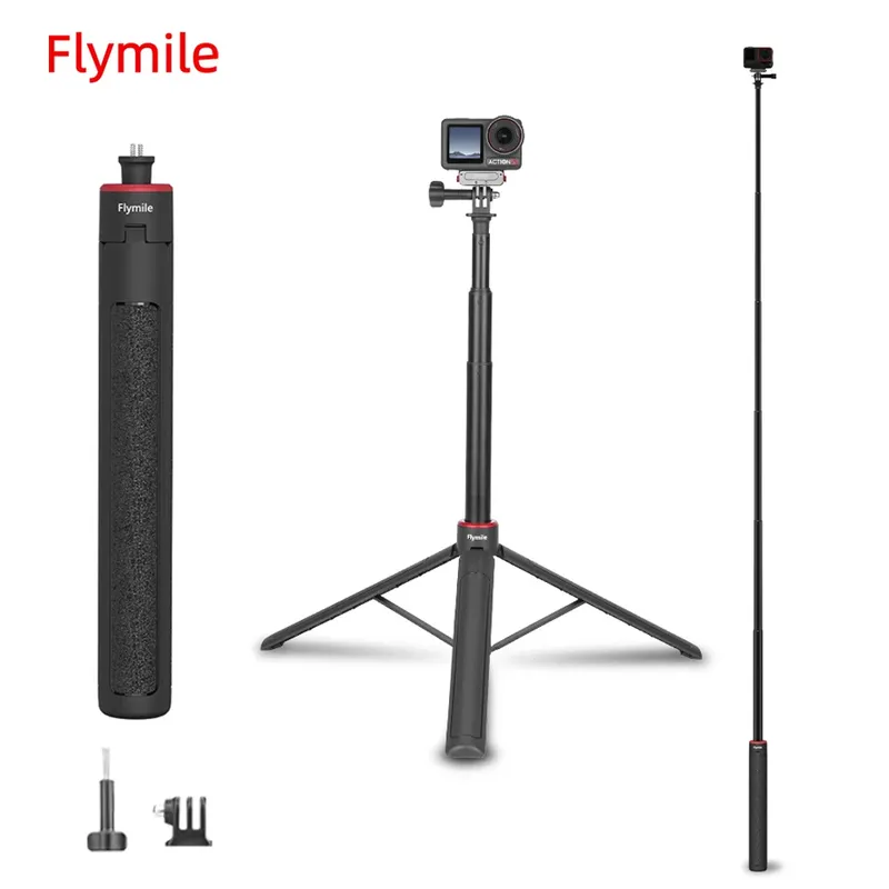 Flymile Action 5 Pro Stativ Verstellbarer Selfie-Stick Langer Handgriff Vlgo Reisestativ für DJI OSMO 360/Action 4 Zubehör