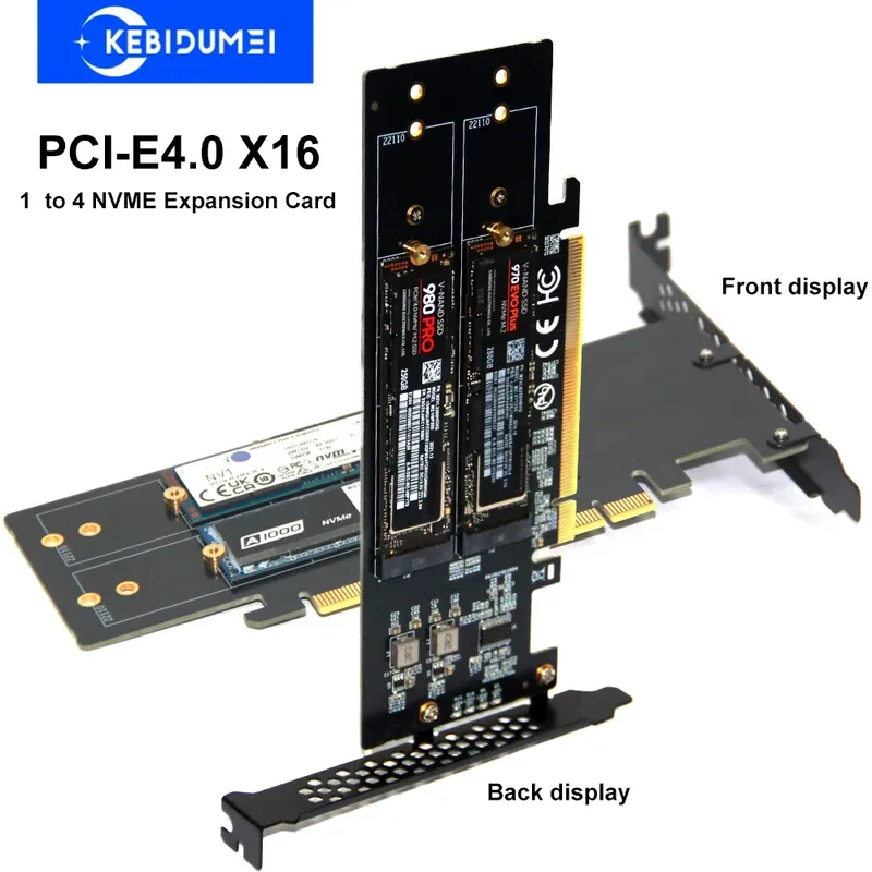 PCle4.0 X16 auf 4xNVME M.2 Erweiterungskarte M.2 SSD GEN4 PCIe4.0 PC Motherboard X1 X4 X8 X16 Erweiterungskarte für 2230 2242 2260 2280