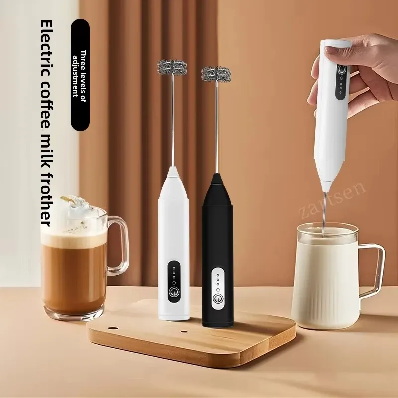 Handmilchaufschäumer, elektrischer Schneebesen, tragbare Kaffeemaschine, 3-Gang-verstellbarer USB-Mixer, Küchenmixer