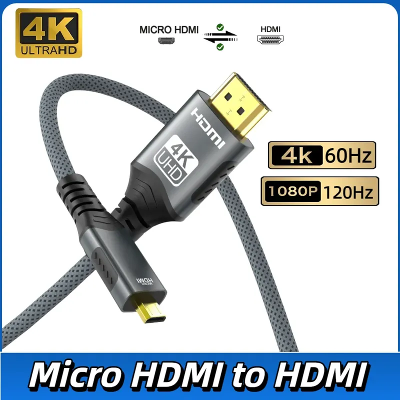 4K Micro HDMI-kompatibel zu HDMI 4K@60Hz 1080p@120Hz 18Gbps HDR ARC für Tischmonitor Projektor HD TV Sony Nikon